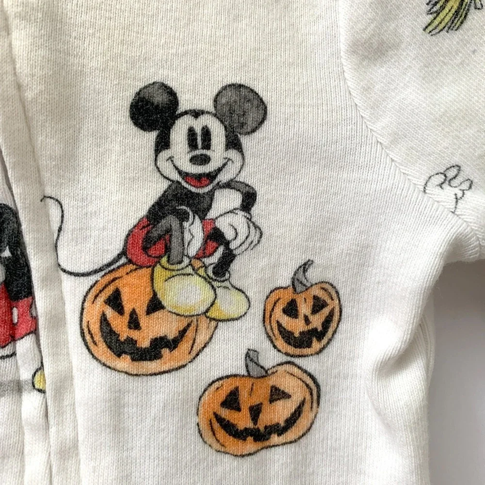 Pottery Barn Kid's Baby Disney Mickey Mouse Organic Nursery Pajamas Sz 3-6 mo‎